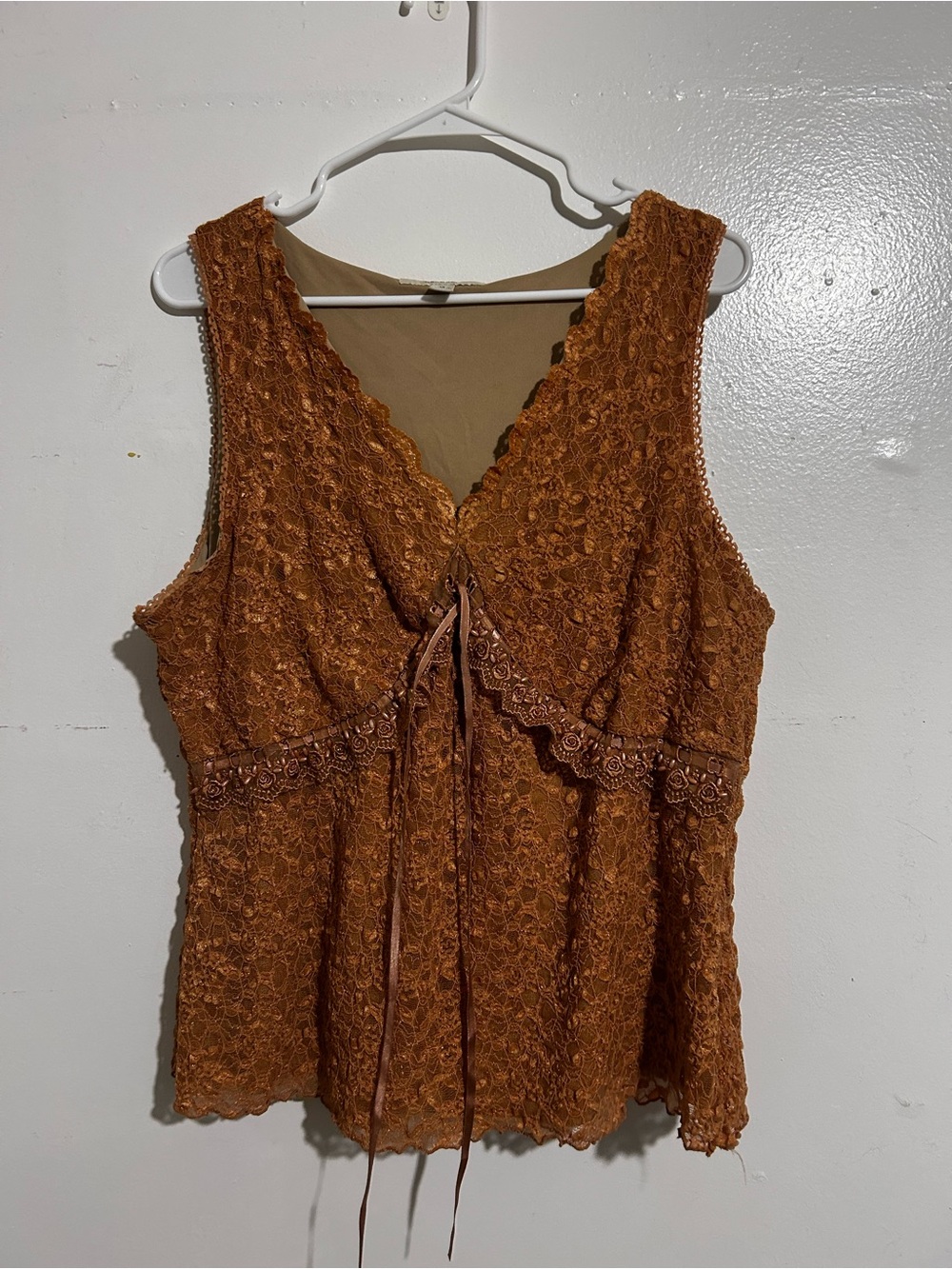 Vintage Merona lace tank, rose pink